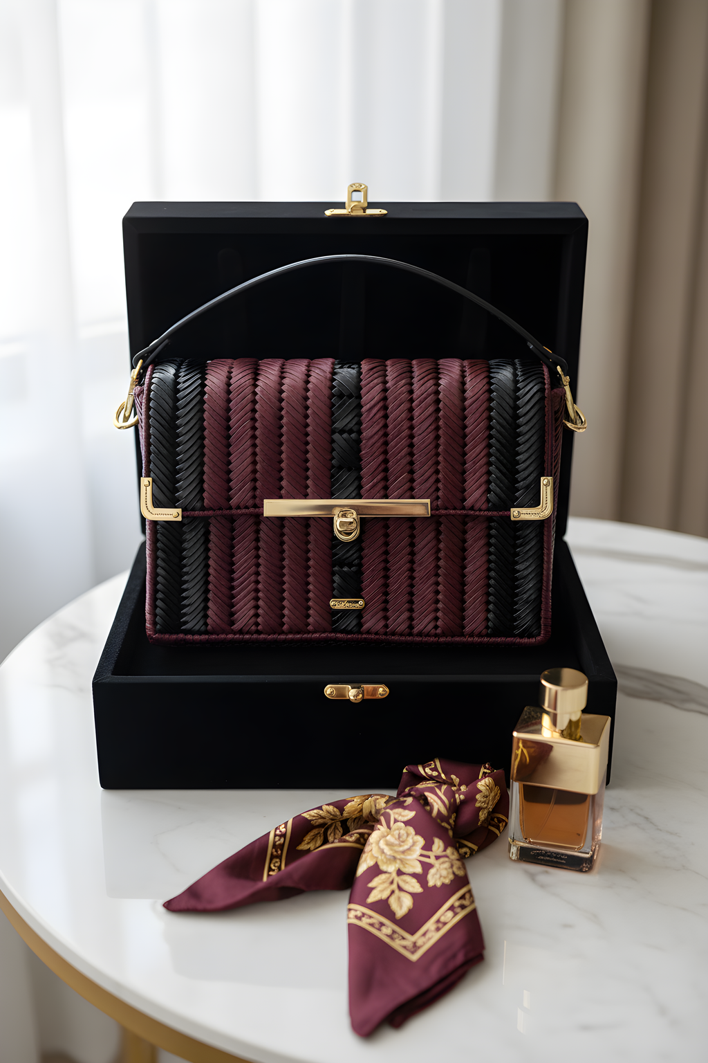 Aveline Bag in plum and black