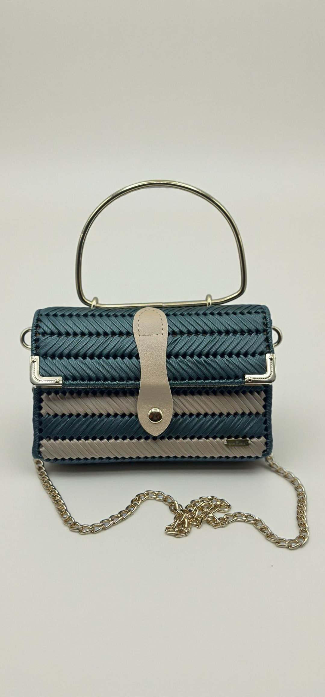 Lona Bag in dark green and cream