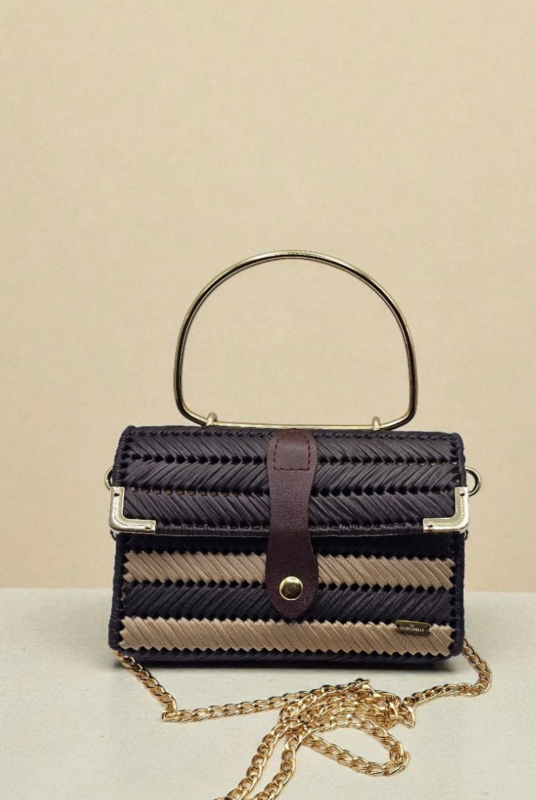 Lona Crossbody Bag in Dark Brown and beige