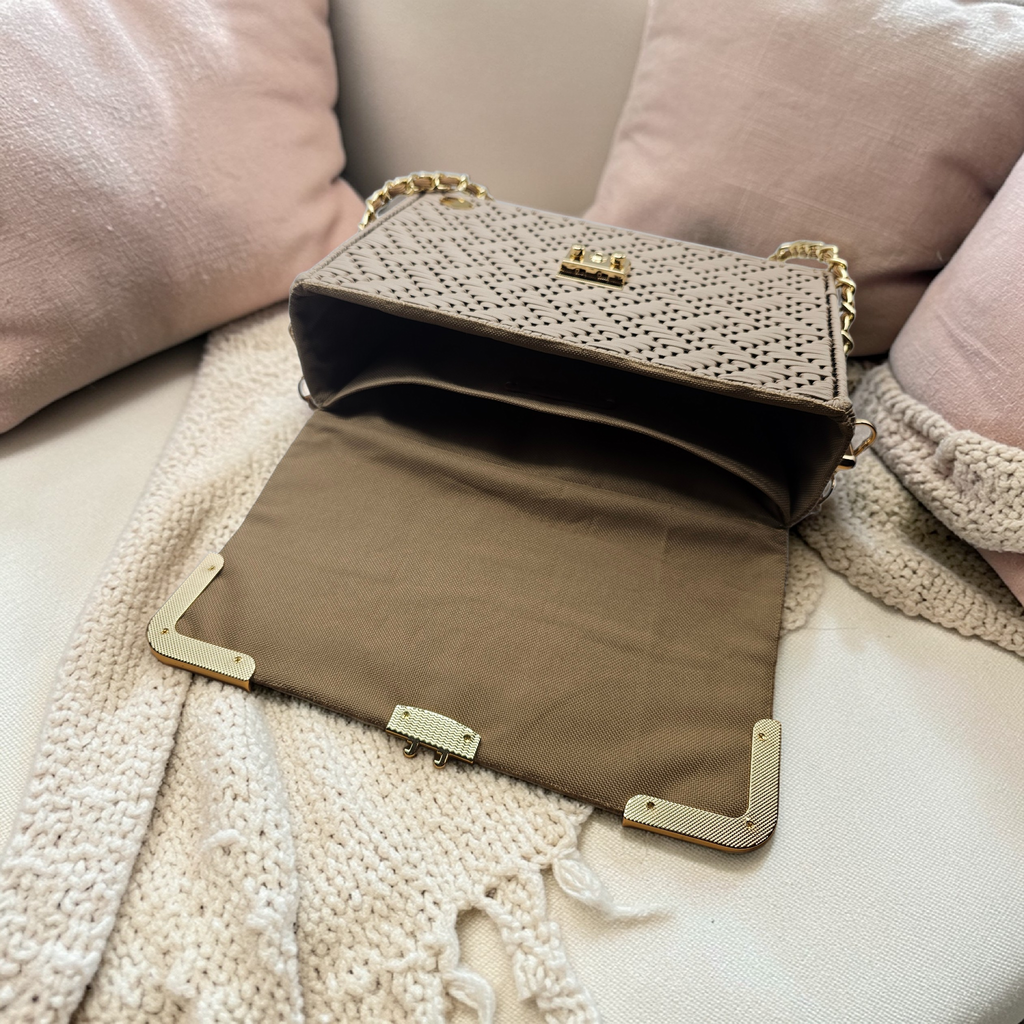 The Valentina Handbag in Navy Blue and Beige