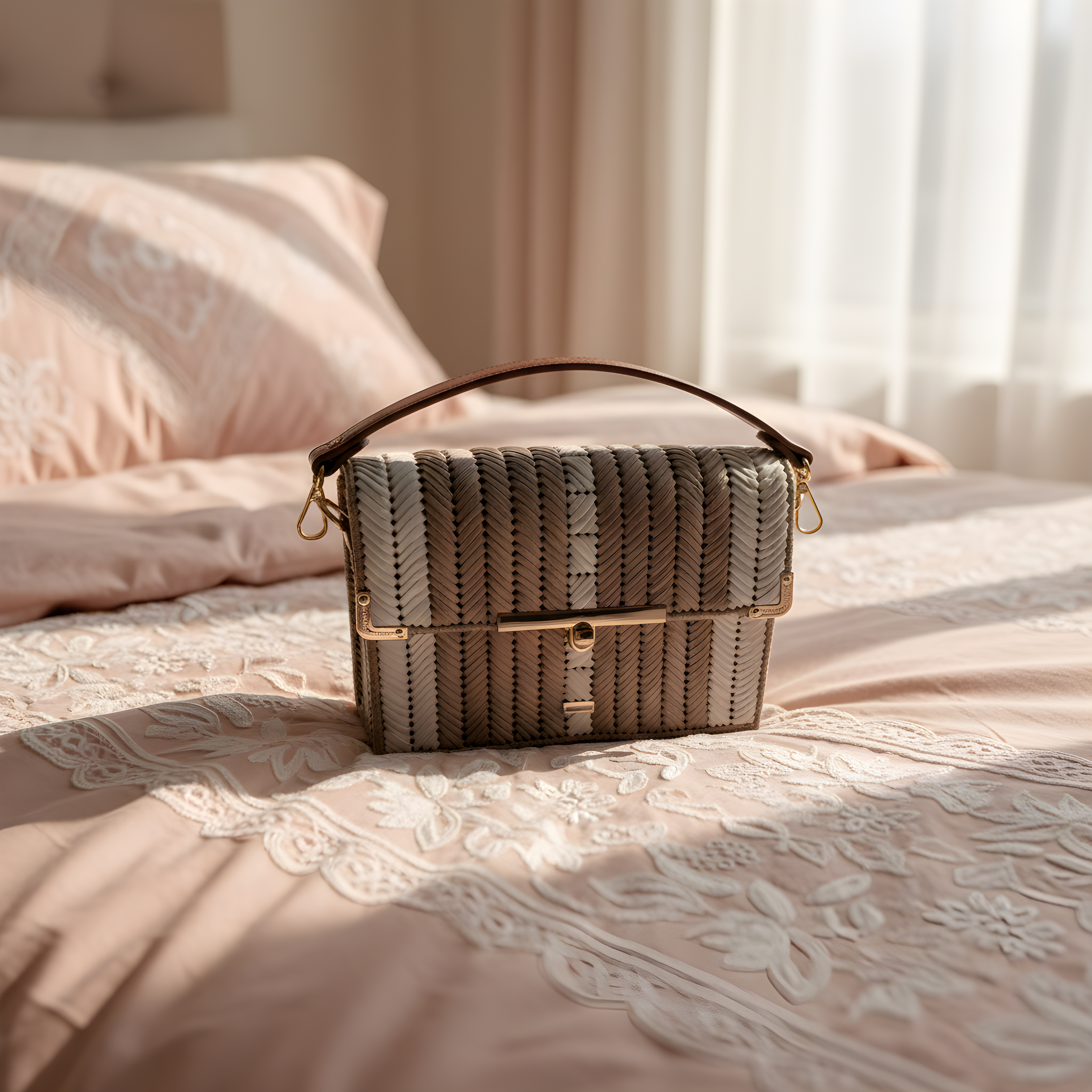 Aveline Bag in Taupe and Cream