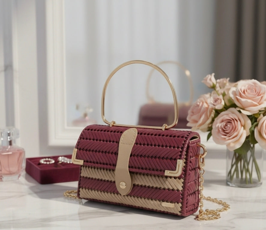 Lona Crossbody bag in burgundy and beige