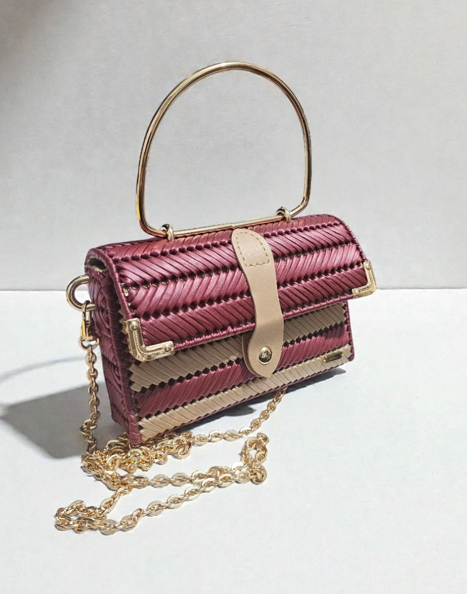 Lona Crossbody bag in burgundy and beige