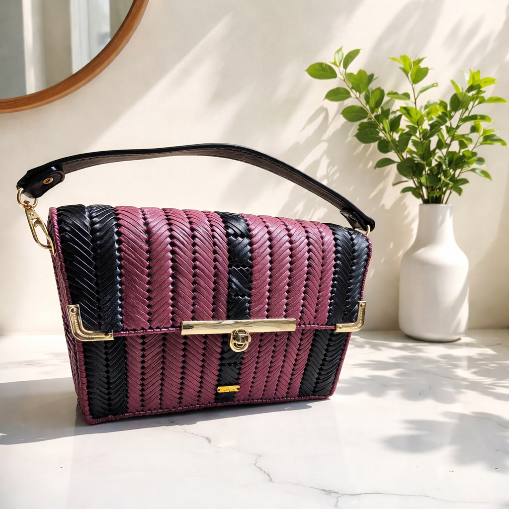 Aveline Bag in plum and black