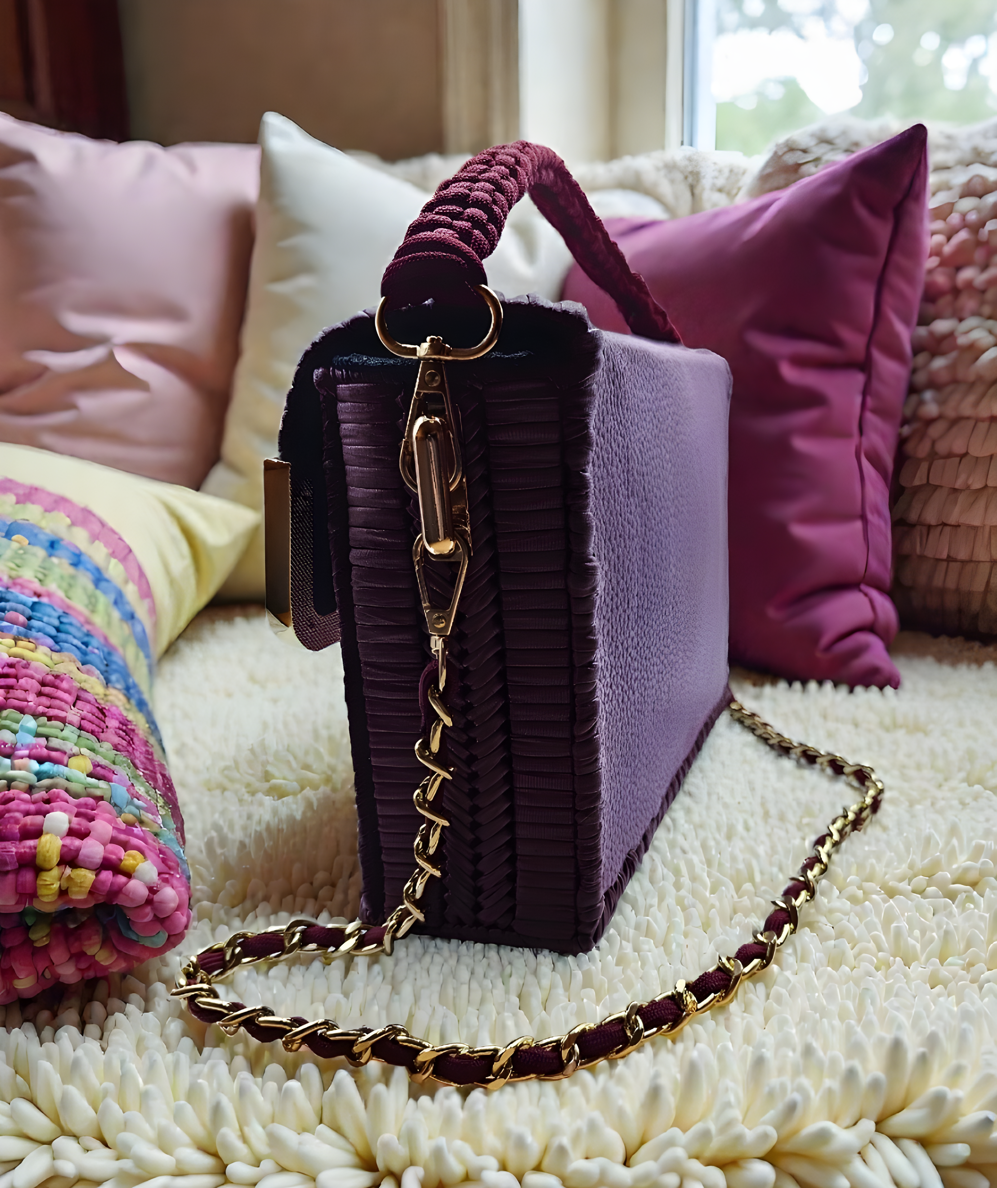 The Valentina Bag in Burgundy/Mauve