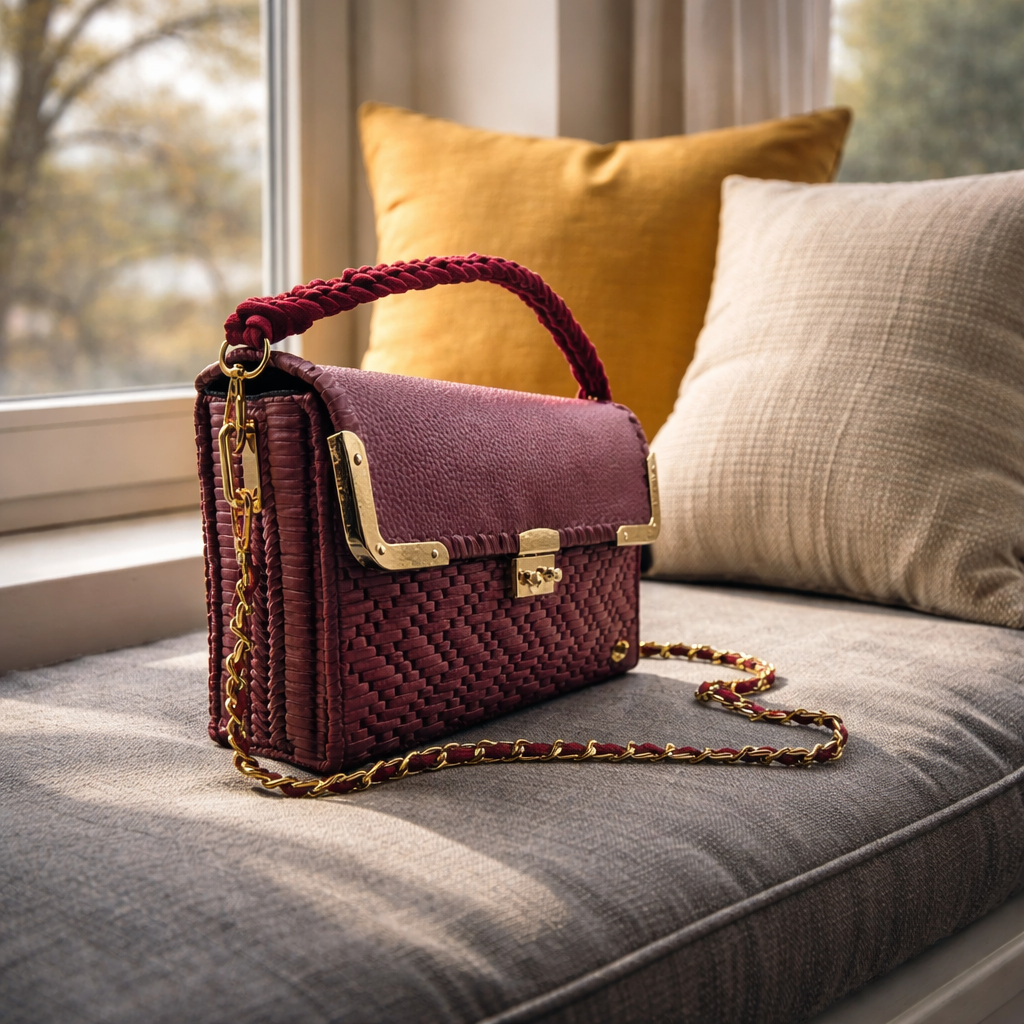 The Valentina Bag in Burgundy/Mauve