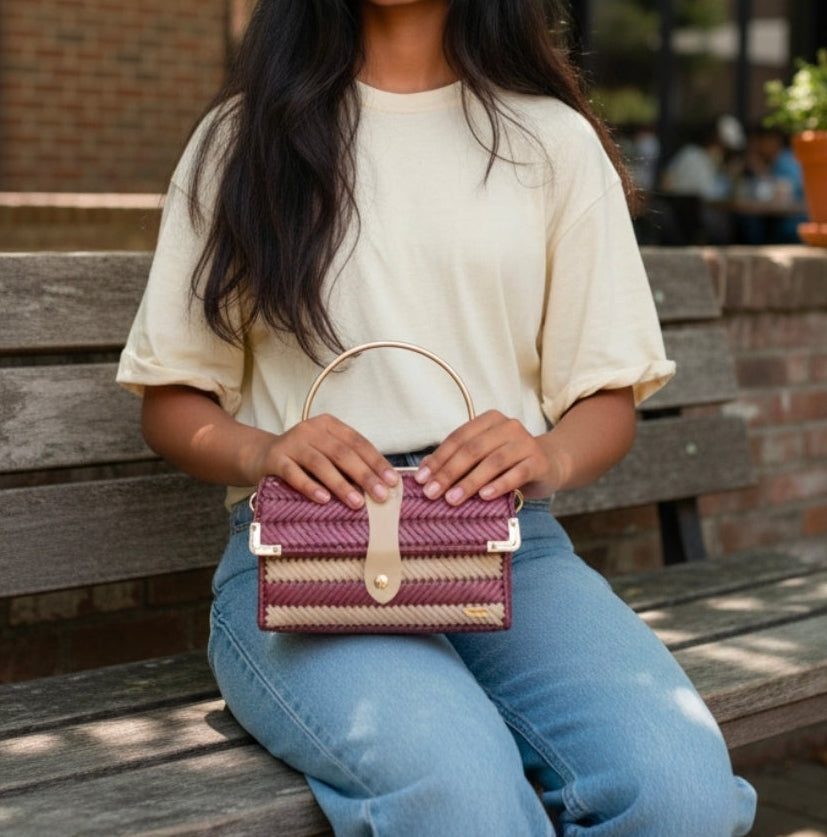 Lona Crossbody bag in burgundy and beige