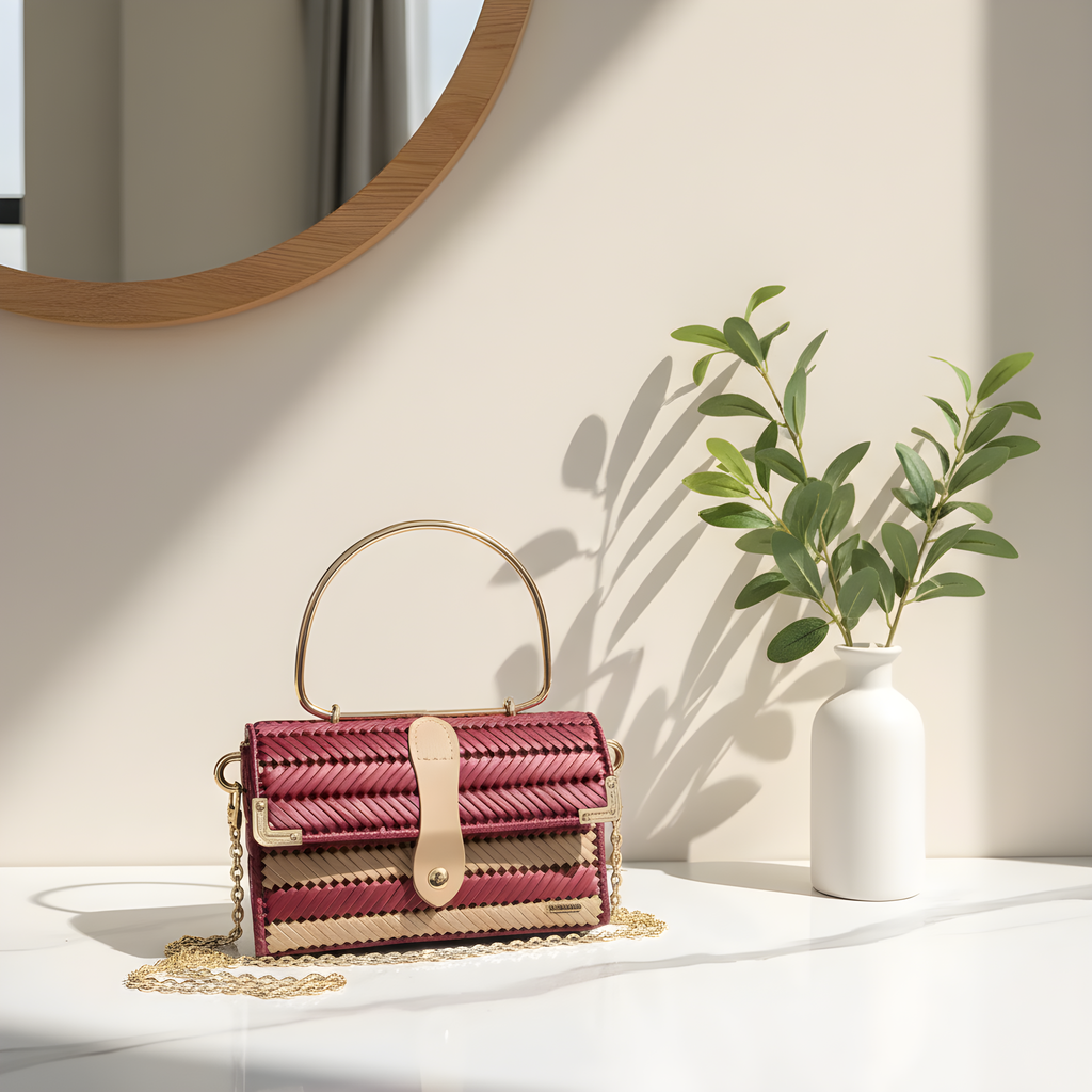 Lona Crossbody bag in burgundy and beige